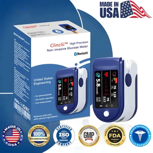 Clinclii™ High Precision Non-Invasive Blood Glucose Meter👨‍⚕️ is clinically certified to be & 99.9% accurate