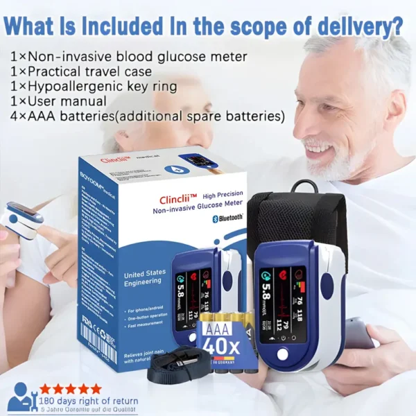 Clinclii™ High Precision Non-Invasive Blood Glucose Meter👨‍⚕️ is clinically certified to be & 99.9% accurate